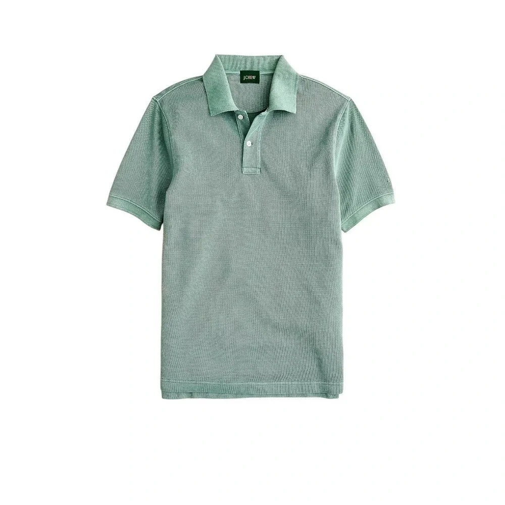 J. Crew Washed Piqué Polo Shirt Graffiti Green Knit Preppy M‎